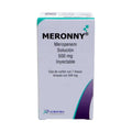 Meronny Meropenem 500 mg, caja con 1 frasco ámpula
