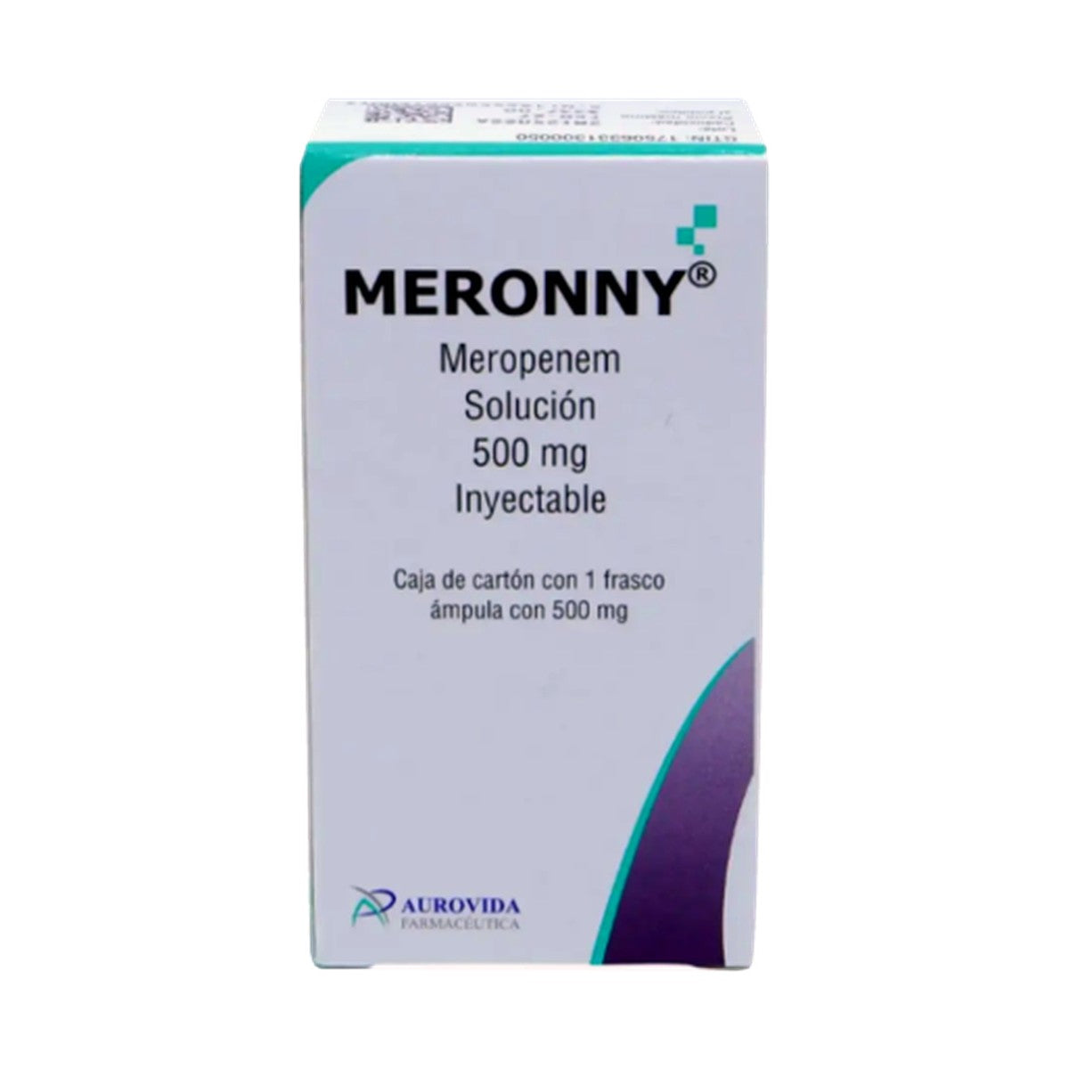 Meronny Meropenem 500 mg, caja con 1 frasco ámpula