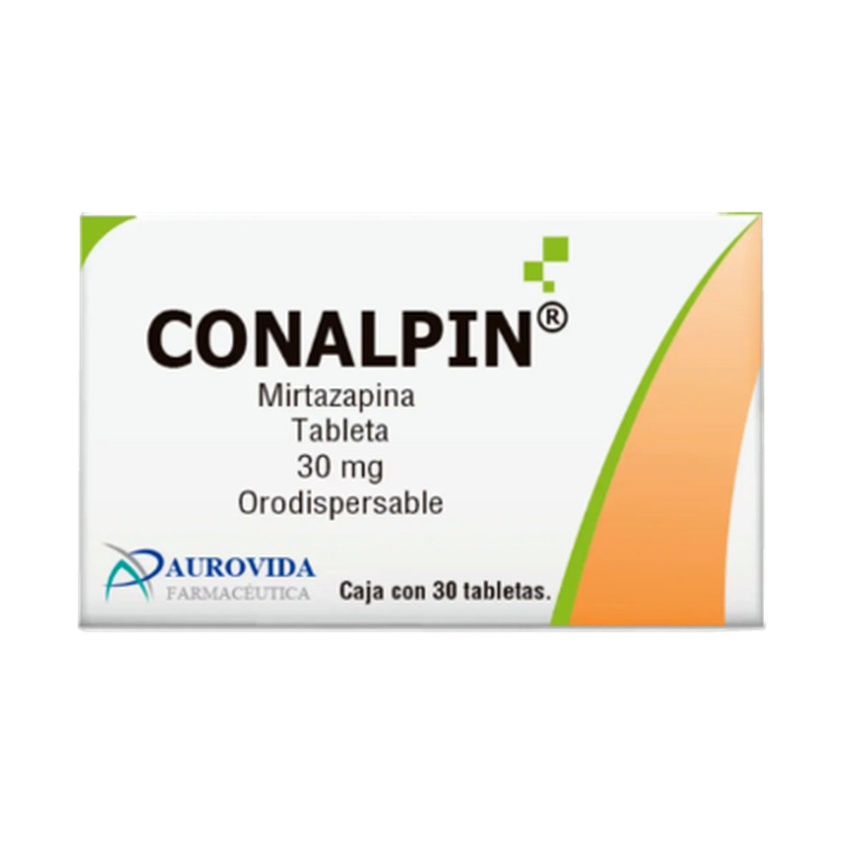 Conalpin Mirtazapina 30 mg, caja con 30 tabletas