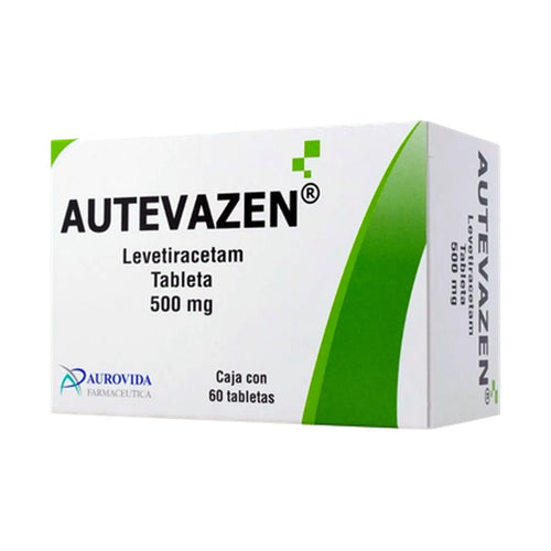 Autevazen Levetiracetam 500 mg, caja con 60 tabletas