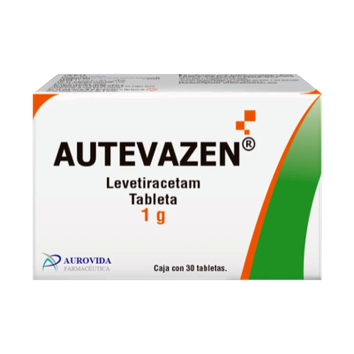 Autevazen Levetiracetam 1 g, caja con 30 tabletas