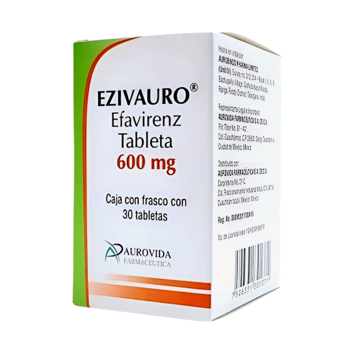 Ezivauro Efavirenz 600 mg, frasco con 30 tabletas