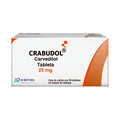 Crabudol Carvedilol 25 mg, caja con 28 tabletas